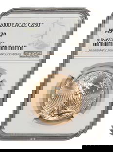2000 Gold Eagle $50 NGC MS70 Uncirculated Coin: 2000 Gold Eagle $50 NGC MS70 Uncirculated Coin This 2000 $50 Gold Eagle coin is an exceptional addition for any collector or investor. Graded MS70 by NGC, it is in uncirculated condition and showcases