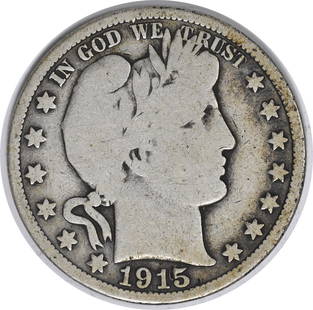 1915 Barber Silver Half Dollar 90% Silver VG Philadelphia Mint: 1915 Barber Silver Half Dollar 90% Silver VG Philadelphia Mint Explore this 1915 Barber Silver Half Dollar, a classic piece of numismatic history. This coin, minted in Philadelphia, features the
