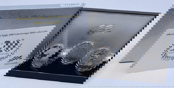 2006 American Silver Eagle 20th Anniversary Set Uncertified 1 oz Silver Coin: 2006 American Silver Eagle 20th Anniversary Set Uncertified 1 oz Silver Coin This 2006 American Silver Eagle 20th Anniversary Set is a stunning addition to any coin collection. Featuring a 1 oz silver