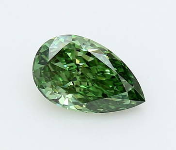 Loose Diamond - PEAR 0.96ct Fancy Vivid Green VVS2: Loose Diamond - PEAR 0.96ct Fancy Vivid Green VVS2 Source: This is a real non-mined Diamond that has been grown in a lab Shape: PEAR Carats: 0.96 Color: Fancy Vivid Green Certification: IGI Video: