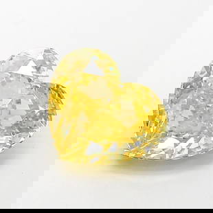 Loose Diamond - HEART 1.63ct Fancy Intense Yellow VS1: Loose Diamond - HEART 1.63ct Fancy Intense Yellow VS1 Source: This is a real non-mined Diamond that has been grown in a lab Shape: HEART Carats: 1.63 Color: Fancy Intense Yellow Certification: IGI