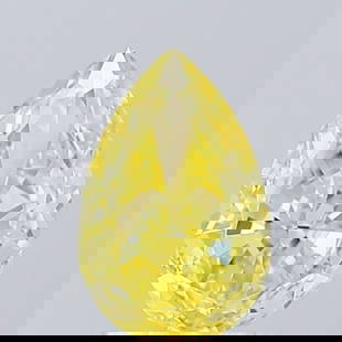 Loose Diamond - PEAR 1.38ct Fancy Vivid Yellow VS1: Loose Diamond - PEAR 1.38ct Fancy Vivid Yellow VS1 Source: This is a real non-mined Diamond that has been grown in a lab Shape: PEAR Carats: 1.38 Color: Fancy Vivid Yellow Certification: IGI Video: