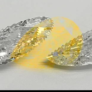 Loose Diamond - PEAR 1.56ct Fancy Vivid Yellow VVS2: Loose Diamond - PEAR 1.56ct Fancy Vivid Yellow VVS2 Source: This is a real non-mined Diamond that has been grown in a lab Shape: PEAR Carats: 1.56 Color: Fancy Vivid Yellow Certification: IGI Video: