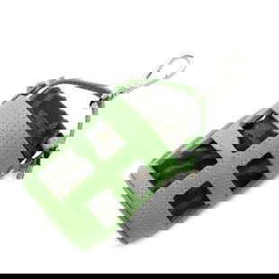 Fendi 7AS158 Zucca Pattern Handbag Charm Keychain Green Canvas Leather: Fendi 7AS158 Zucca Pattern Handbag Charm Keychain Green Canvas Leather Elevate your accessory collection with this stylish Fendi handbag charm. Crafted from durable canvas and leather, this charming