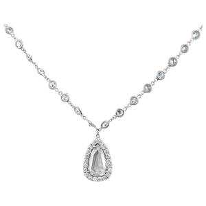 7.53ct Pear Rose Cut Diamond Necklace 18k Gold