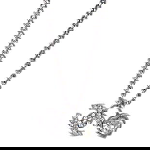 Chanel Silver Plated Chain Pendant Necklace Rhinestone D11C: Chanel Silver Plated Chain Pendant Necklace Rhinestone D11C This elegant Chanel pendant necklace features a stunning silver-plated chain adorned with a sparkling rhinestone. The pendant design adds