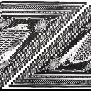 Hermes Limited Edition Brandebourg Black and White Silk Scarf: Hermes Limited Edition Brandebourg Black and White Silk Scarf Elevate your accessory collection with this Hermes Limited Edition Brandebourg Scarf. This exquisite scarf features a timeless black and
