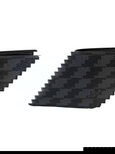 Louis Vuitton Damier Graphite Bifold Wallet for Men: Louis Vuitton Damier Graphite Bifold Wallet for Men This LOUIS VUITTON Damier Graphite Multiple Wallet is a stylish accessory designed for men. Crafted from durable canvas, it features a classic