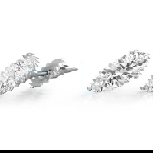 Rachel Koen 14K White Gold 4.20ct Lab-Grown Diamond Stud Earrings IGI Certified: Rachel Koen 14K White Gold 4.20ct Lab-Grown Diamond Stud Earrings IGI Certified These exquisite three prong round cut lab-grown diamond stud earrings are crafted in high polished 14K white gold,