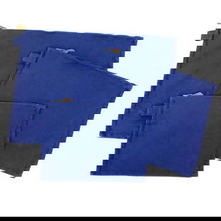 Hermes Bora Pouch 3-Piece Clutch Set in Blue Cotton Canvas: Hermes Bora Pouch 3-Piece Clutch Set in Blue Cotton Canvas This elegant 3-piece set from Hermes includes a versatile flat pouch and a stylish clutch bag, both crafted from durable cotton canvas in a