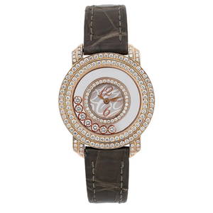 Chopard Happy Diamonds 18K Rose Gold Silver Dial Quartz Watch 209245-5001