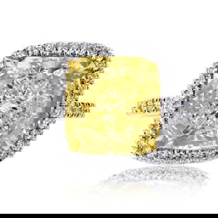 5.28 Carat GIA Radiant Cut Fancy Intense Yellow Diamond Ring: 5.28 Carat GIA Radiant Cut Fancy Intense Yellow Diamond Ring This stunning 5 carat Radiant Cut Diamond Ring features a Fancy Intense Yellow diamond, certified by GIA. The ring is crafted from a