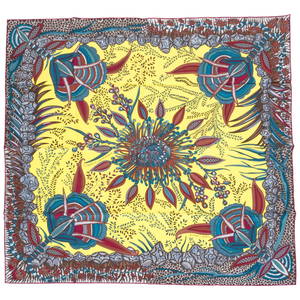 Hermes Flowers of South Africa 90cm Silk Twill Scarf by Ardmore Artists