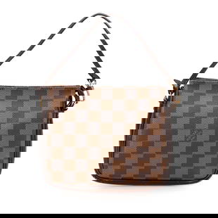 Louis Vuitton Damier Ebene Trousse Pochette Canvas Bag: Louis Vuitton Damier Ebene Trousse Pochette Canvas Bag The Louis Vuitton Damier Ebene Trousse Pochette is a stylish and functional accessory crafted from durable damier ebene canvas with elegant