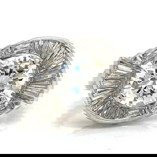 1950s 14K White Gold Diamond Ring 1.90 Ct Center with 18 Accent Diamonds: 1950s 14K White Gold Diamond Ring 1.90 Ct Center with 18 Accent Diamonds This exquisite 1950s vintage ring features a stunning 1.90 Ct. diamond at its center, showcasing remarkable I color and SI2 cla