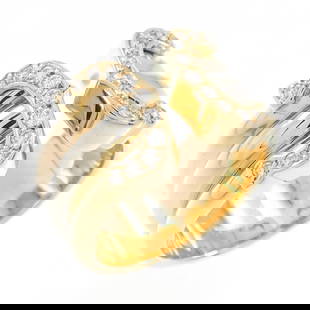 Cartier 2C Large Women's Band Ring in 18K Gold with Diamonds: Cartier 2C Large Women's Band Ring in 18K Gold with Diamonds This exquisite Cartier 2C Large Ring showcases a stunning combination of pink gold (18K), white gold (18K), and yellow gold (18K),