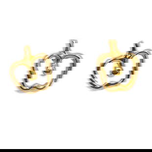 Tiffany & Co. 18K Gold Heart Apple Piercing Earrings: Tiffany & Co. 18K Gold Heart Apple Piercing Earrings Introducing the exquisite Tiffany & Co. Apple Piercing Earrings, crafted from high-quality 18K gold. These elegant earrings feature a charming