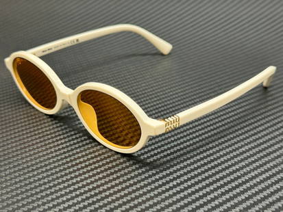 Miu Miu MU 04ZS 14240D Women's White Orange Mirror 50mm Sunglasses: Miu Miu MU 04ZS 14240D Women's White Orange Mirror 50mm Sunglasses Elevate your style with these stunning Miu Miu MU 04ZS 14240D sunglasses. Featuring a chic white frame and vibrant orange mirror