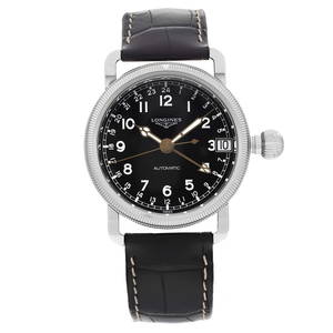 Longines Heritage Avigation GMT Automatic Steel Black Dial Watch L2.778.4.53.2 with Box and Papers