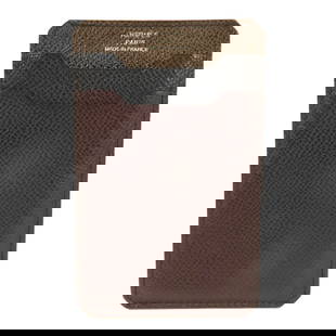 HERMES City 3CC Card Case Brown Navy Purple Calfskin Leather: HERMES City 3CC Card Case Brown Navy Purple Calfskin Leather Presenting a stylish HERMES City 3CC Card Case, crafted from premium calfskin leather in a sophisticated blend of brown, navy, and purple
