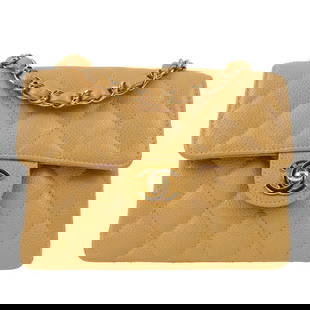 Chanel Mini Classic Square Flap Bag Beige Caviar Leather 7x5x3: Chanel Mini Classic Square Flap Bag Beige Caviar Leather 7x5x3 This Chanel Mini Classic Square Flap Shoulder Bag is a luxurious accessory crafted from exquisite caviar skin leather in a