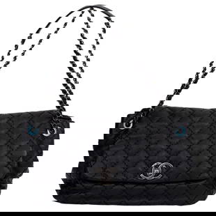 Chanel Black Calfskin Flap Bag Collection 17 with Hologram: Chanel Black Calfskin Flap Bag Collection 17 with Hologram Elevate your style with the Chanel New Black Calfskin Flap Bag, a luxurious accessory crafted from premium calfskin leather. This exquisite