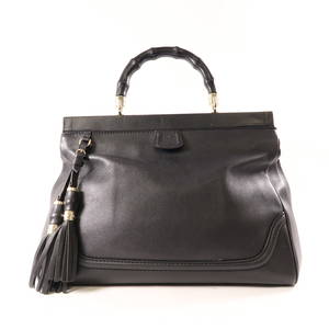 GUCCI GG SHW Black Calfskin Leather Tote Bag 13.8 x 7.5 x 11.8