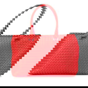 Bottega Veneta Red Nappa Intrecciato Brick Leather Tote Bag: Bottega Veneta Red Nappa Intrecciato Brick Leather Tote Bag The Bottega Veneta Nappa Intrecciato Brick Tote presents an exquisite blend of style and functionality. This elegant tote bag is crafted