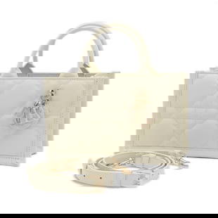 Christian Dior Mini Book Tote Bag Leather Ivory Macrocannage 2WAY: Christian Dior Mini Book Tote Bag Leather Ivory Macrocannage 2WAY Introducing the exquisite Christian Dior Book Tote Bag Mini Macrocannage, crafted from high-quality leather in a sophisticated ivory