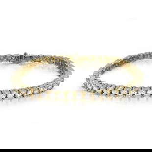 Rachel Koen 14K Yellow Gold 4.85ct Lab Grown Diamond Tennis Bracelet: Rachel Koen 14K Yellow Gold 4.85ct Lab Grown Diamond Tennis Bracelet Elevate your style with this exquisite Prong Set Round Cut Lab Grown Diamond Tennis Bracelet, expertly crafted in 14K yellow gold.