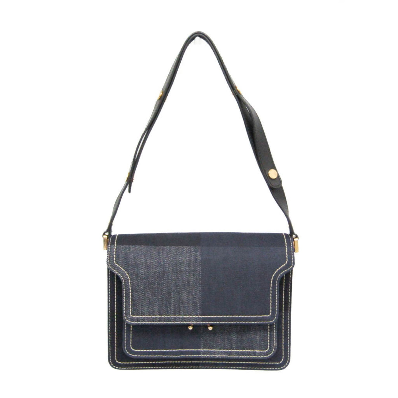Marni Trunk Bag Women's Denim Shoulder Bag Black Navy Italy: Marni Trunk Bag Women's Denim Shoulder Bag Black Navy Italy Introducing the Marni Trunk Bag, a stylish women's shoulder bag crafted from durable denim. This elegant bag features a sophisticated color