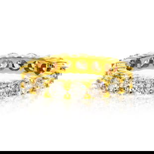 18K Yellow Gold 3.30ct Round Diamond Eternity Band: 18K Yellow Gold 3.30ct Round Diamond Eternity Band Embrace timeless elegance with this exquisite 18K Yellow Gold Eternity Ring, showcasing a stunning total of 3.30 carats of round brilliant-cut diamon