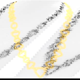 David Webb Platinum and 18K Yellow Gold Elegant Necklace: David Webb Platinum and 18K Yellow Gold Elegant Necklace This exquisite necklace by David Webb features a stunning combination of platinum and 18K yellow gold, showcasing a sophisticated design that e
