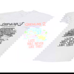 Vintage 1990 Gremlins 2 Late Night Graphic Tee: Vintage 1990 Gremlins 2 Late Night Graphic Tee Step back into the 1990s with this original vintage Gremlins 2 shirt, featuring the iconic 'Late Night Was Never Like This' graphics on both the front an