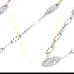 Rachel Koen 18K Yellow Gold Pave Set Diamond Mariner Link Necklace 13.47ct: Rachel Koen 18K Yellow Gold Pave Set Diamond Mariner Link Necklace 13.47ct Elevate your style with this stunning Pave Set Round Diamond Mariner Cuban Link Chain Necklace, expertly crafted in luxurious