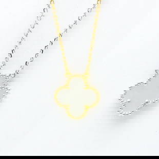 Van Cleef & Arpels Vintage Alhambra 18K Gold Pendant Necklace Mother Of Pearl: Van Cleef & Arpels Vintage Alhambra 18K Gold Pendant Necklace Mother Of Pearl Elevate your style with the Van Cleef & Arpels Vintage Alhambra Necklace, a stunning fashion pendant suitable for both
