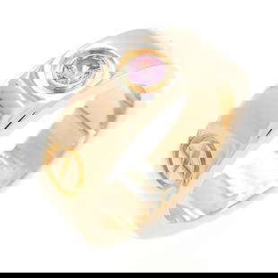 Cartier Love 1P Band Ring 18K Pink Gold Sapphire Women Size 4: Cartier Love 1P Band Ring 18K Pink Gold Sapphire Women Size 4 This exquisite Cartier Love 1P Ring is a stunning representation of luxury and style. Crafted in 18K pink gold, this band ring features