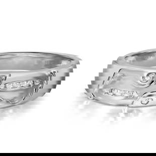 Rachel Koen 14K White Gold 0.09ctw Diamond Channel Set Band Ring Size 7.5: Rachel Koen 14K White Gold 0.09ctw Diamond Channel Set Band Ring Size 7.5 This exquisite wedding band ring is crafted from 14K white gold and showcases a stunning channel set of round brilliant cut di