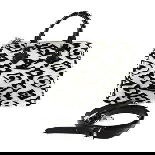 Louis Vuitton Speedy Bandouliere 25 Urs Fischer Handbag Monogram Canvas Leather Black White: Louis Vuitton Speedy Bandouliere 25 Urs Fischer Handbag Monogram Canvas Leather Black White The Louis Vuitton Speedy Bandouliere 25, designed by Urs Fischer, showcases a stylish blend of tufted Monogr