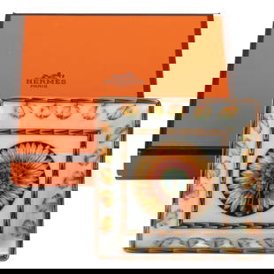 Hermes Brazil Square Porcelain Ashtray with Pheasant Design: Hermes Brazil Square Porcelain Ashtray with Pheasant Design Designer: Hermes. Dimensions: Height: 2 in (5.08 cm), Width: 6 in (15.24 cm), Length: 6 in (15.24 cm). Place of Origin: France. Period: 21st