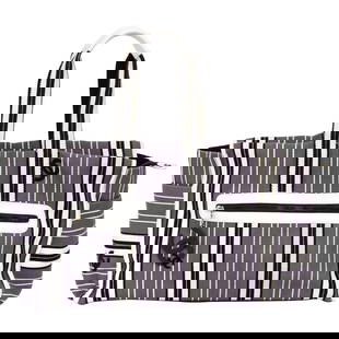 Chanel Oversize Striped Beach Bag Collection 10 Italy: Chanel Oversize Striped Beach Bag Collection 10 Italy Elevate your summer style with this Chanel Oversize Striped Beach Bag, crafted in Italy. This spacious bag features a chic combination of gray, wh