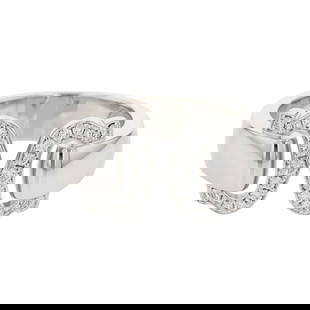 Cartier 2C Boucle Diamond Band Ring 18K White Gold Size 49: Cartier 2C Boucle Diamond Band Ring 18K White Gold Size 49 This exquisite Cartier 2C Boucle band ring is crafted from luxurious 18K white gold and features a stunning diamond. Designed for women, this