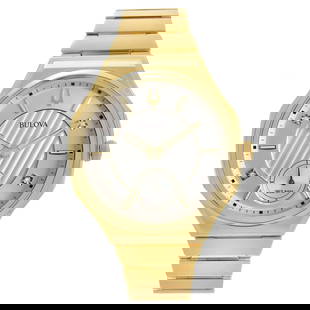 Bulova Curv Quartz Ladies Watch Gold PVD Steel Silver Dial 97P136: Bulova Curv Quartz Ladies Watch Gold PVD Steel Silver Dial 97P136 This Bulova Curv watch is a stunning addition to any dress or formal attire. Featuring a gold PVD stainless steel case and bracelet, t