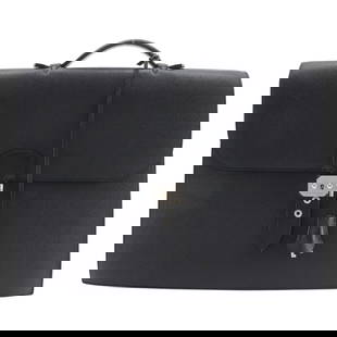 Hermes Sac Adepeche 38 Men's Briefcase Black Epsom Leather 2015 T-Shaped Snap Lock: Hermes Sac Adepeche 38 Men's Briefcase Black Epsom Leather 2015 T-Shaped Snap Lock This stylish Hermes Sac Adepeche 38 Bag is crafted from luxurious Epsom leather in a classic black color, making it a