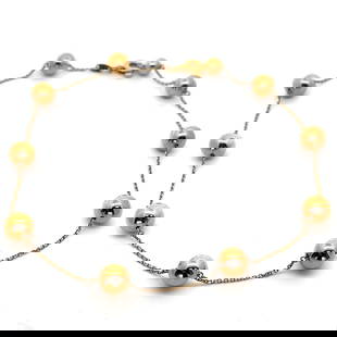Roberto Coin 18k Yellow Gold Beaded Station Necklace 17.5 Inches: Roberto Coin 18k Yellow Gold Beaded Station Necklace 17.5 Inches This exquisite necklace features a stunning design crafted from solid 18k yellow gold, showcasing polished bead ball stations along a d