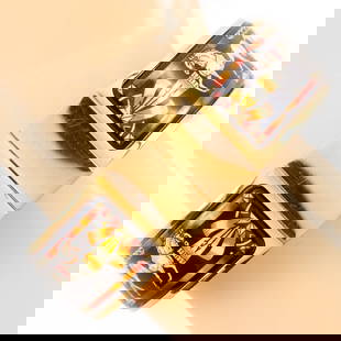 Hermes Roque Enamel Bangle Bracelet Gold Plated Black Cloisonne Horse Design: Hermes Roque Enamel Bangle Bracelet Gold Plated Black Cloisonne Horse Design This exquisite Hermes Roque enamel bracelet features a charming cloisonne horse pattern and is beautifully crafted with gol
