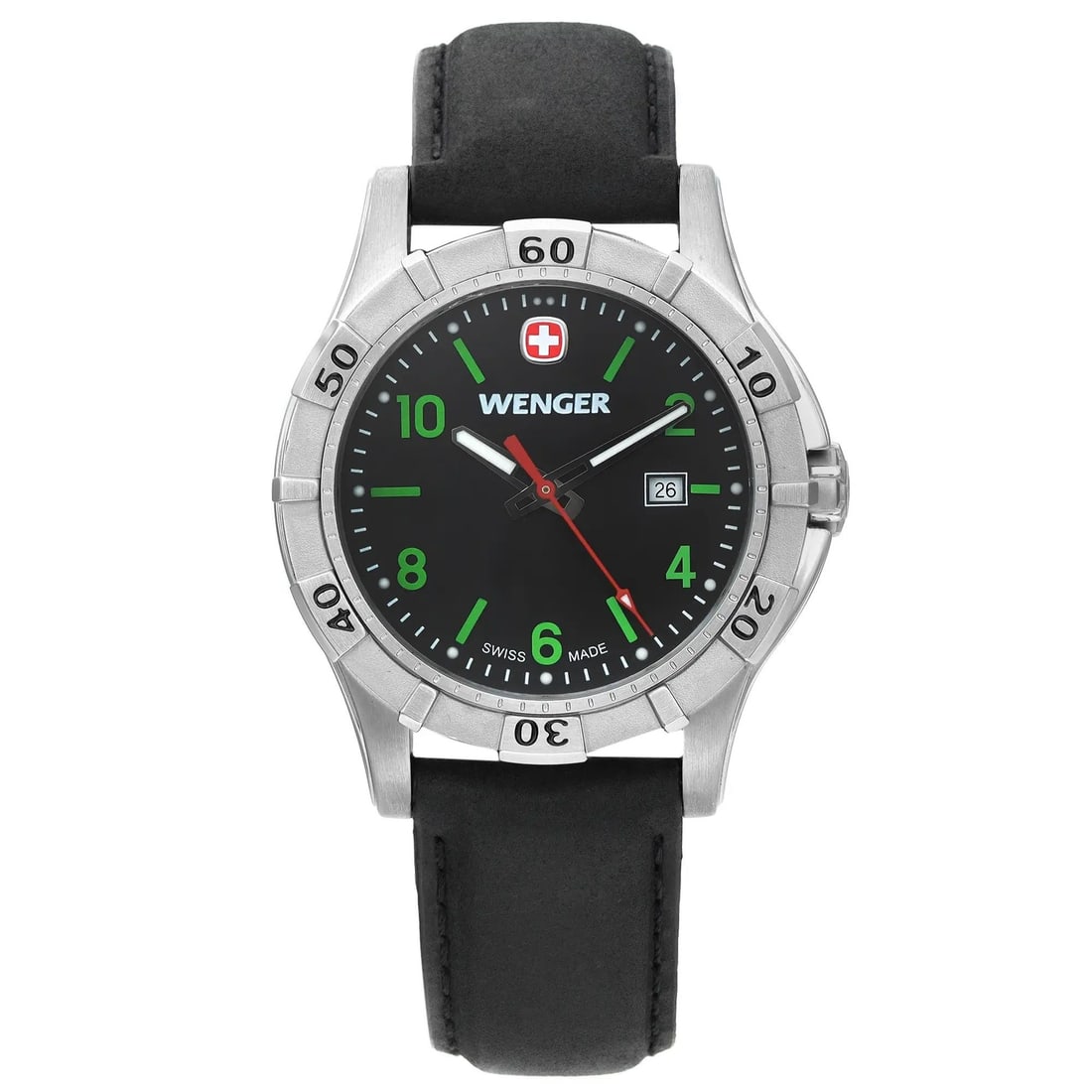 Wenger Platoon 34mm Ladies Quartz Watch Black Dial Steel Bezel: Wenger Platoon 34mm Ladies Quartz Watch Black Dial Steel Bezel Introducing the Wenger Platoon 34mm Ladies Quartz Watch, a stylish and functional addition to your timepiece collection. This casual spor