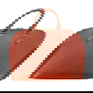 Louis Vuitton Epi Alma PM Handbag Brown Leather Classic: Louis Vuitton Epi Alma PM Handbag Brown Leather Classic The Louis Vuitton Epi Alma PM is a stylish and practical handbag crafted from durable epi leather. It features rolled leather handles, a secure