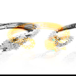 David Webb Vintage Panther Cuff Bracelet in Platinum 18K Yellow Gold: David Webb Vintage Panther Cuff Bracelet in Platinum 18K Yellow Gold This exquisite David Webb cuff bangle bracelet showcases a stunning design crafted from platinum and 18K yellow gold. A vintage pie
