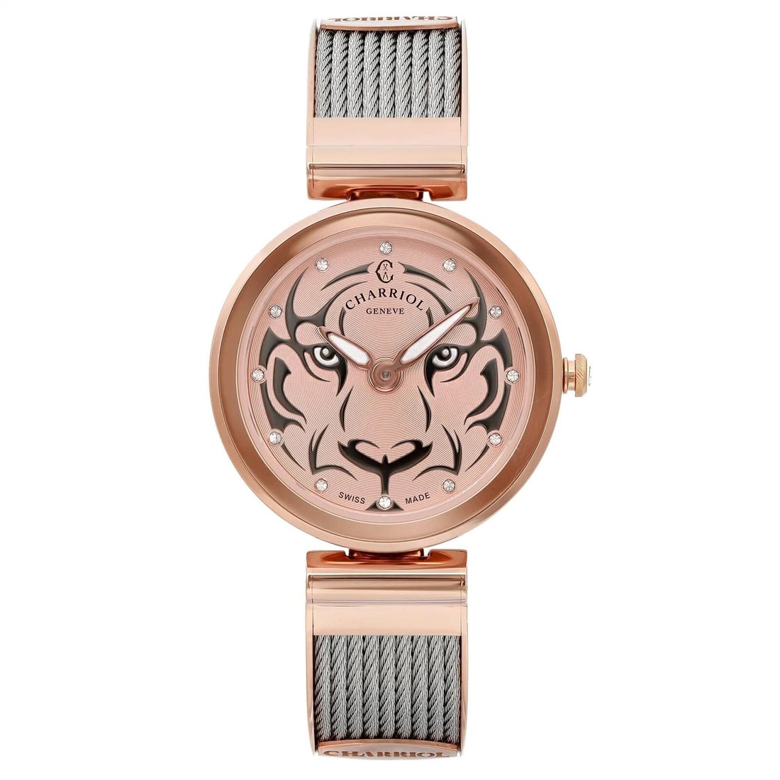 Charriol Forever Tiger Rose Gold Dial Quartz Ladies Watch FE32.102.029: Charriol Forever Tiger Rose Gold Dial Quartz Ladies Watch FE32.102.029 Introducing the Charriol Forever Tiger Ladies Watch, a perfect blend of elegance and functionality. This stunning wristwatch feat